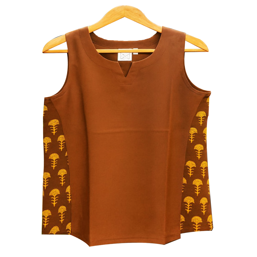 Brown Plain Chic Top