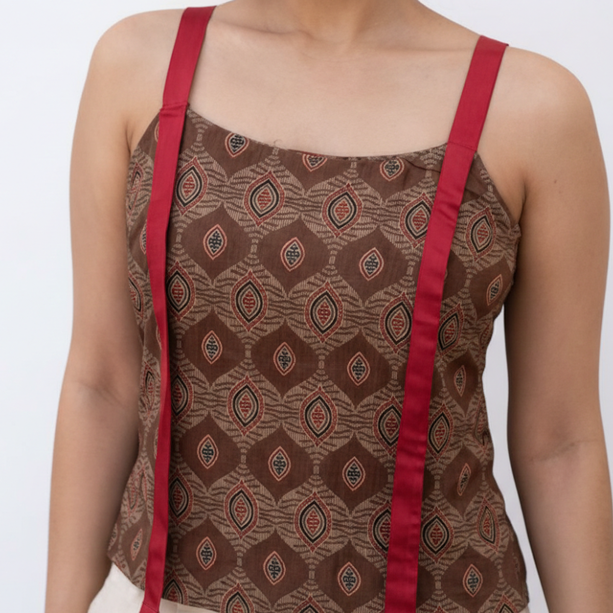 Brown Red Patti Top