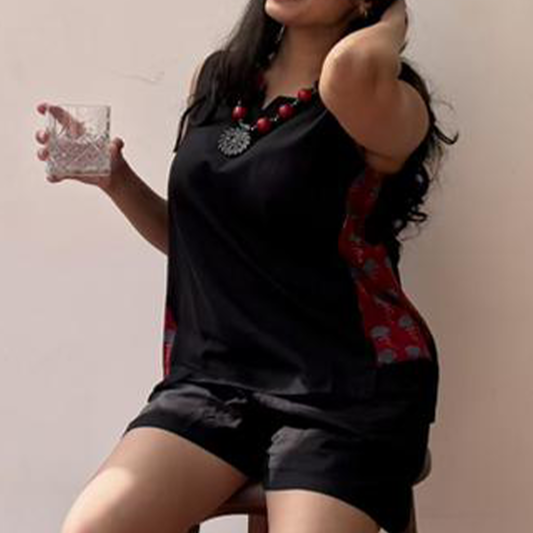 Black Plain Chic Top