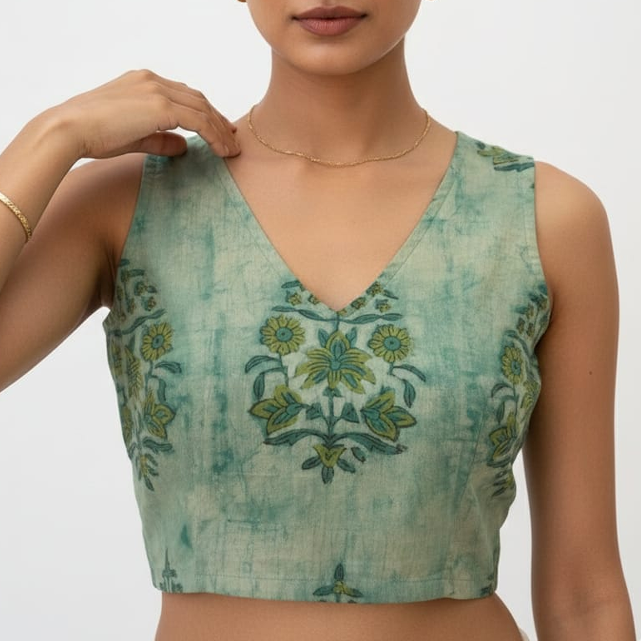 Green sleeveless Crop Top Bloom FS