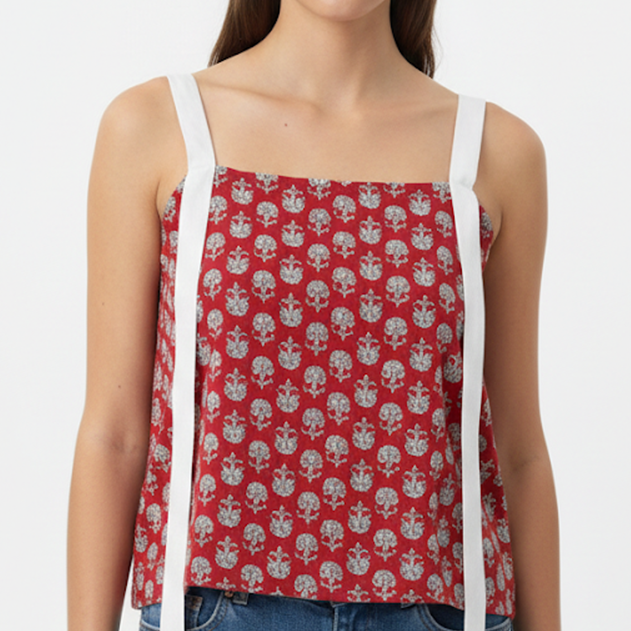 Red White Patti Top