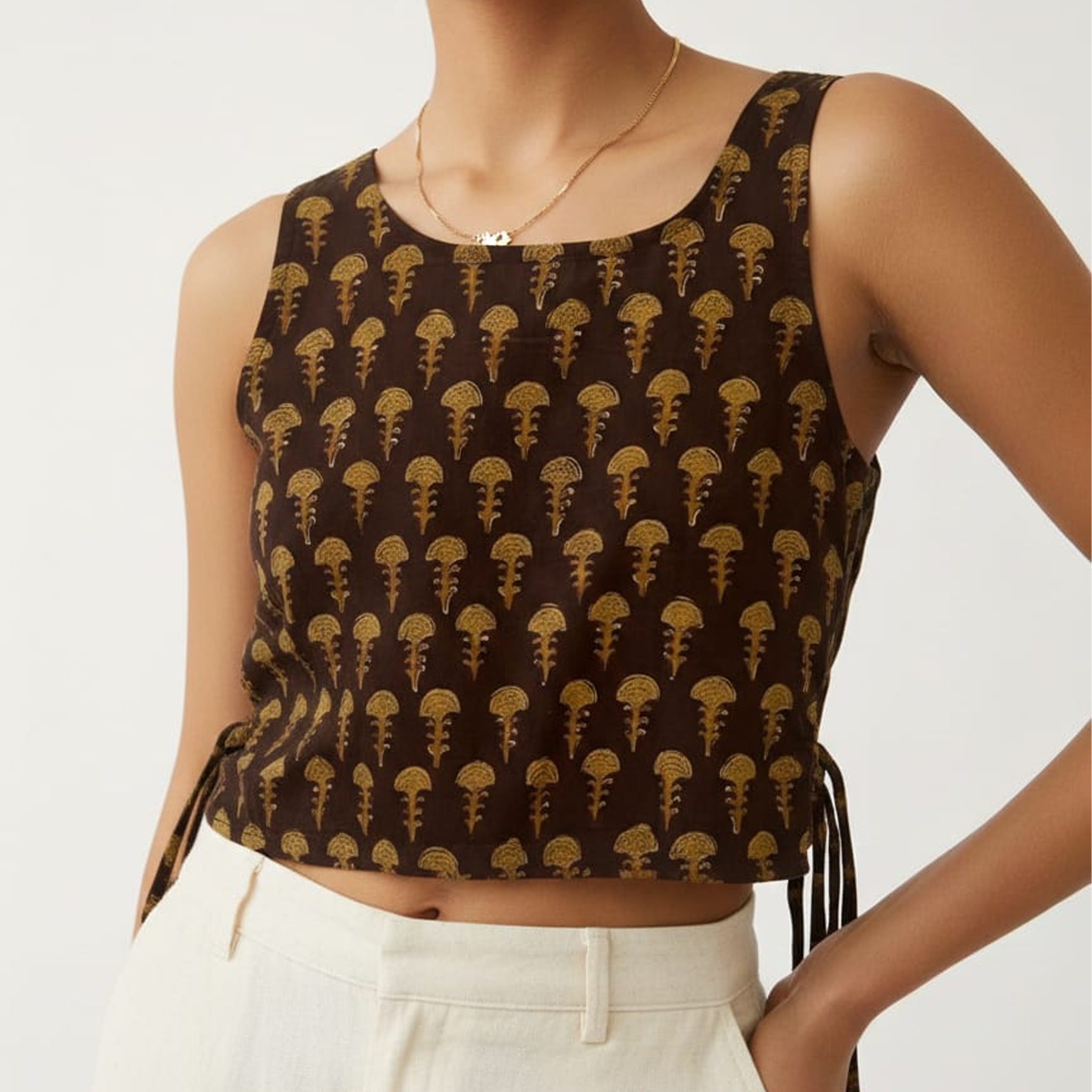 Side Tie Brown Bloom FS